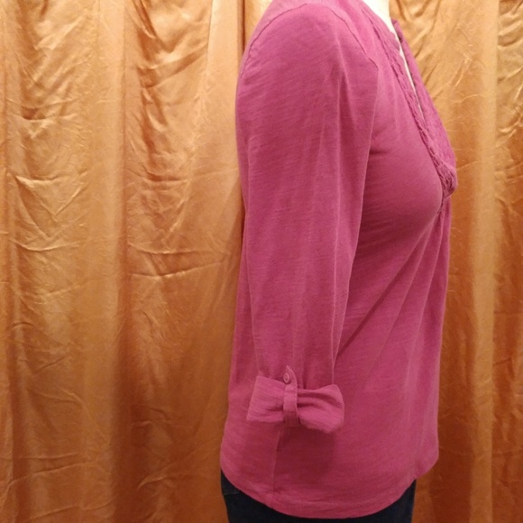 LOFT Deep V-Neck Roll Sleeve T-Shirt XS Petite - Picture 7 of 9